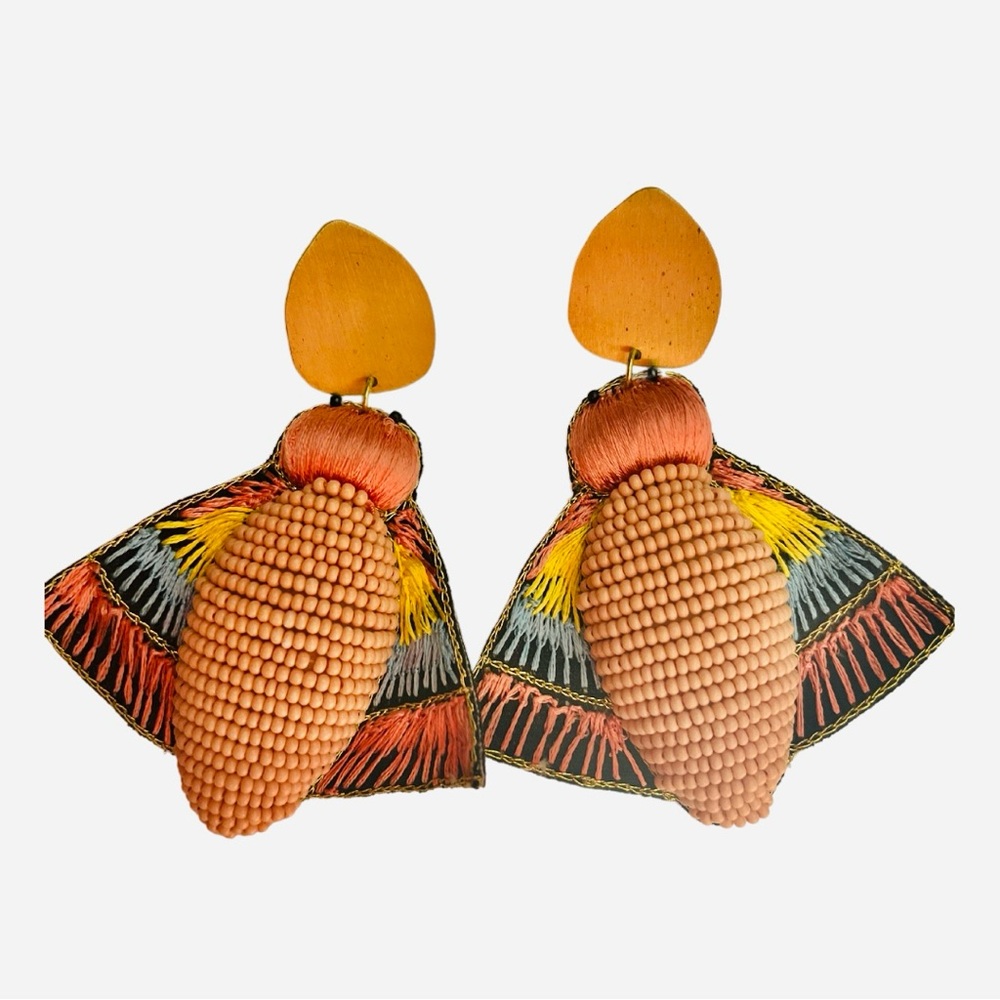 Hand beaded beetle earrings